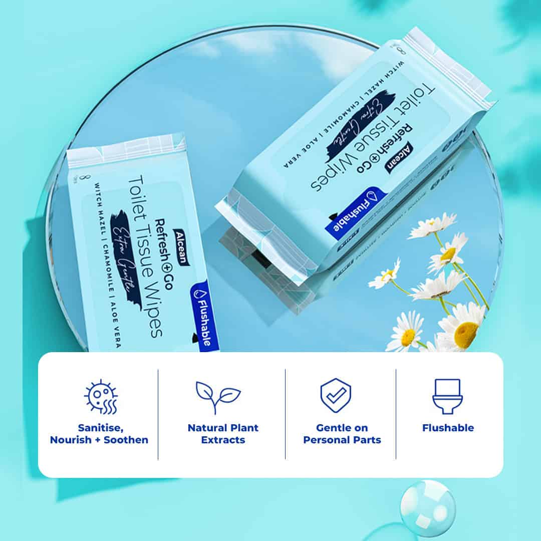 Alcean Toilet Tissue Wipes - 8 sheets - 8 in 1 Bundle Pack