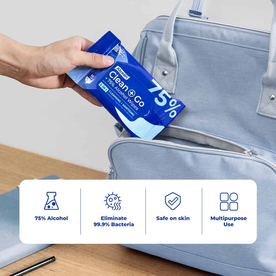 Alcean 75% Alcohol Classic Wipes - 10 wipes 6x Bundle Pack