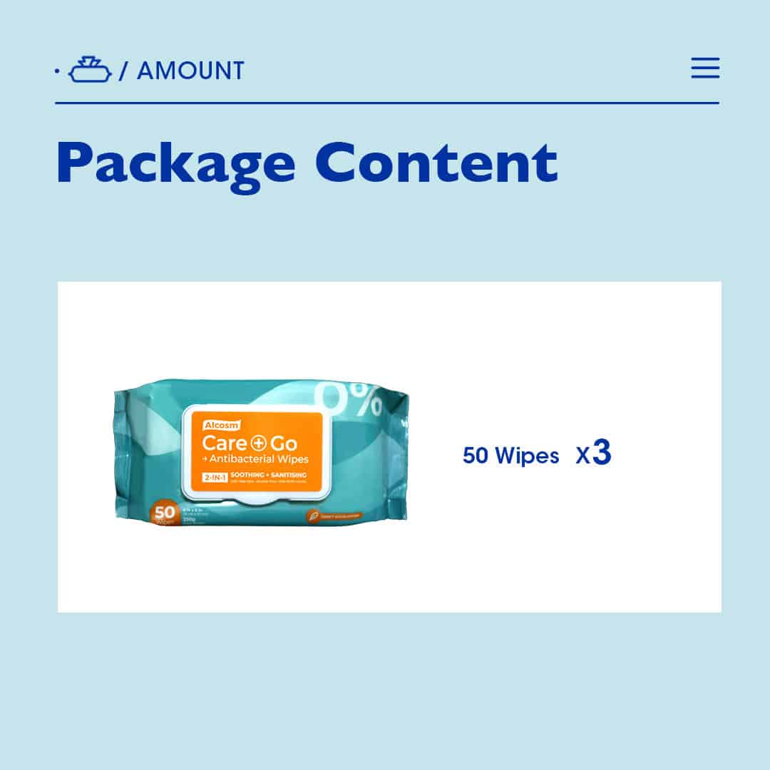 Alcean Antibacterial Classic Wipes - 50 wipes 3x Bundle Pack