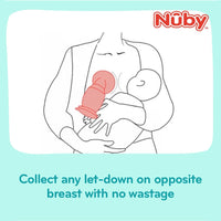 Astra Family A woman is cradling a Nuby Comfort Manual Silicone Breast Pump (Milk Collector) in her arms.
