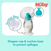 Astra Family Nuby Comfort Manual Silicone Breast Pump (Haakaa alternative) with stopper cap and suction base to prevent spilt milk.