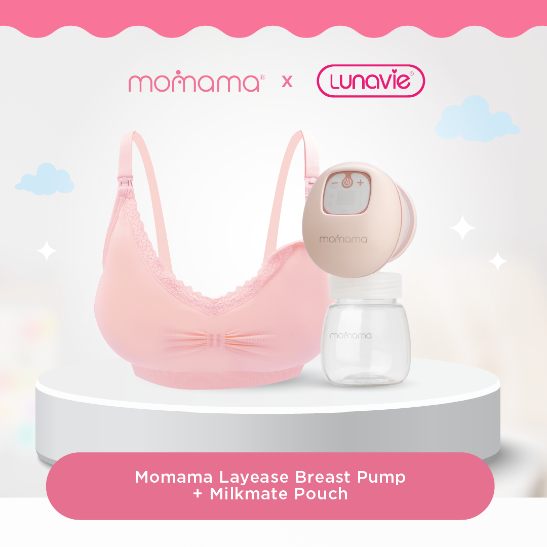 MOMAMA Layease + Lunavie Nursing Bra (Baby Pink)