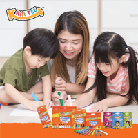 Astra Family A woman and children are playing with KRAFTEE Erasable Picture Cards – At Zoo (with 12ct washable crayons) on the floor using non-toxic wipeout colors.