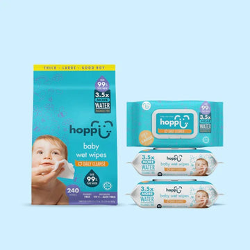 Hoppi Wet Wipes - 80 Sheets-3 in 1 Bundle Pack (with White Cap)