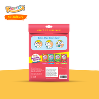 Astra Family The packaging of a KRAFTEE Erasable Picture Cards – At Home (with 12ct washable crayons) containing non toxic colors for kids.