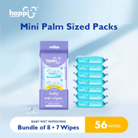 Astra Family Hoppi Baby Wet Wipes Mini, 8 Pack pack bundle of 8 pocket size wet tissue.