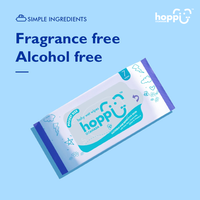 Astra Family Simple ingredients mini wet wipes, fragrance free alcohol free wipes.
