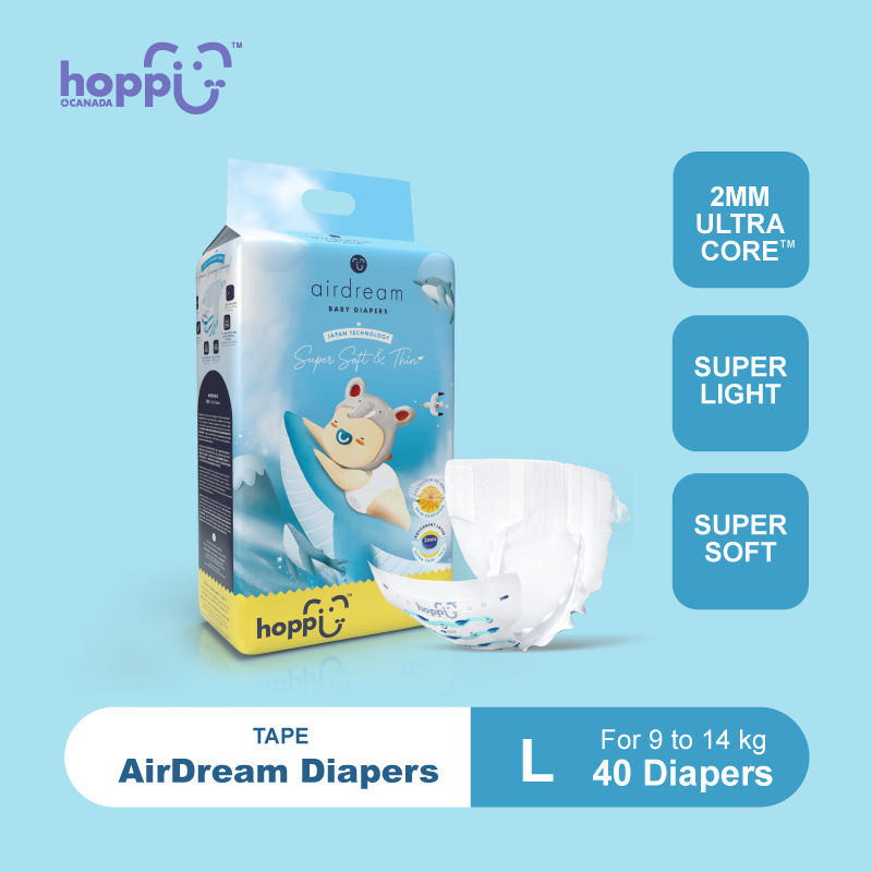 Astra Family Get Hoppi Tape Diapers L - 40 pcs, an affordable premium diaper option.