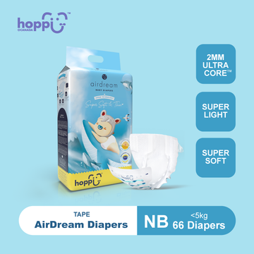 Astra Family Hoppi New Born Diapers -66 pcs for newborns with umbilical cord hole, pack of 88.