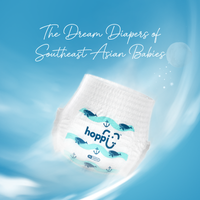 Astra Family The Hoppi Pants Diapers M - 44 pcs brand offers chlorine-free diapers for southeast Asian babies, including pull-ups.
