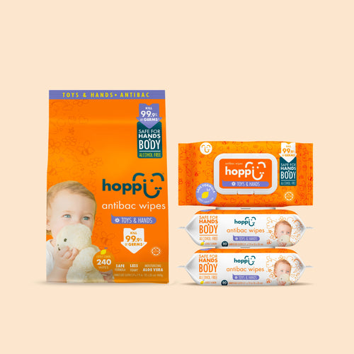 Hoppi Baby Antibacterial Wipes - 80 sheets - 3 in 1 Bundle Pack