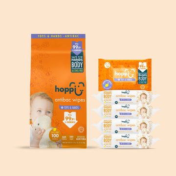 Hoppi Baby Antibacterial Wipes - 20 sheets - 5 in 1 Bundle Pack