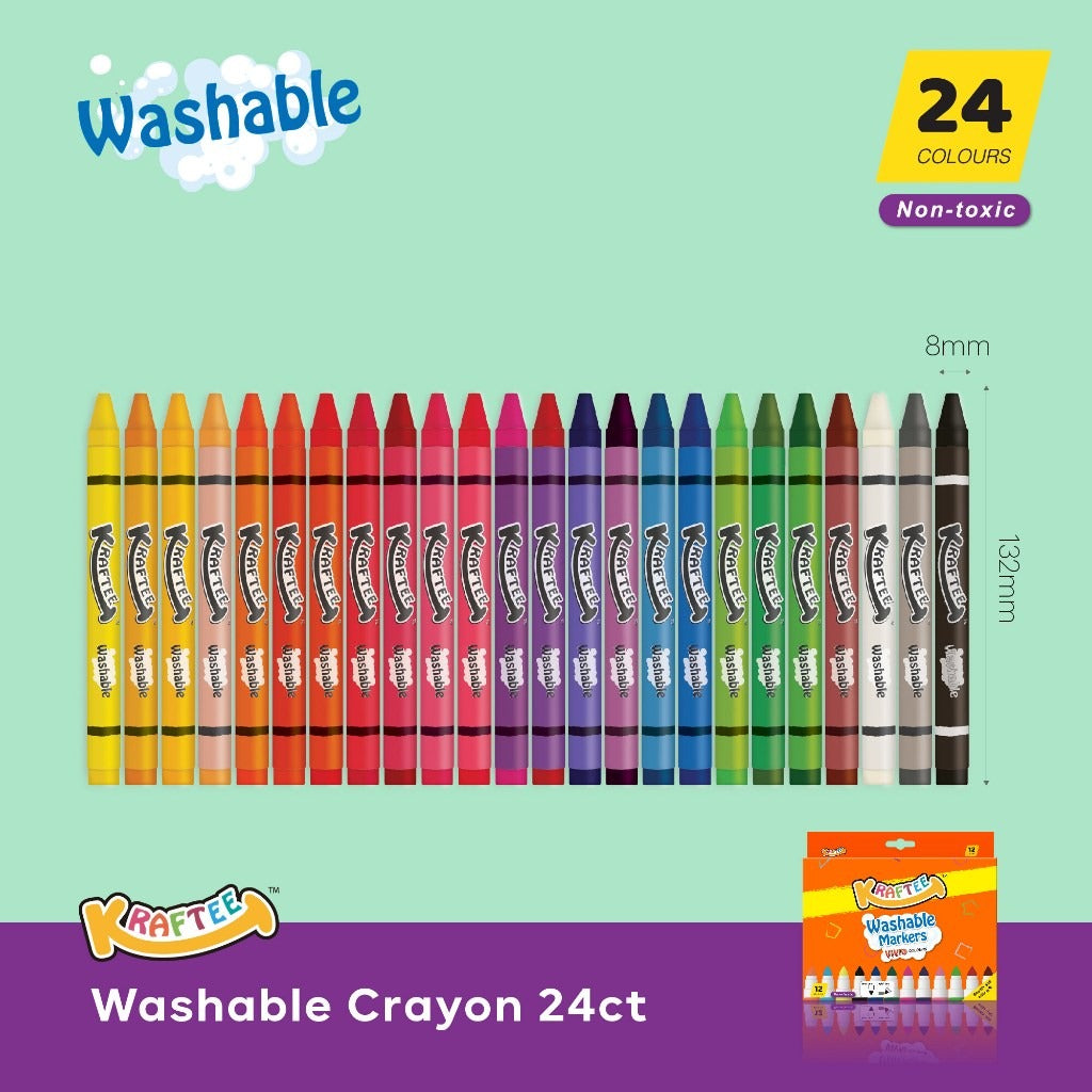 KRAFTEE 24ct Washable Crayons