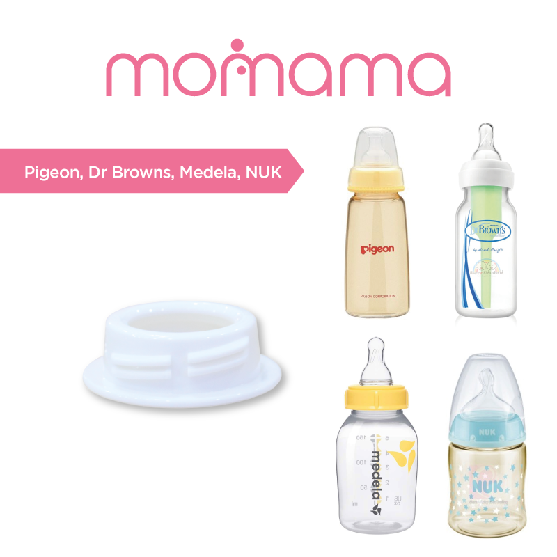 Astra Family A baby bottle with a Momama MM0006 Narrow Neck Bottle Adapter - Pigeon, Dr Brown, Medela & Simba.