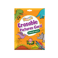 Astra Family A pack of KRAFTEE Erasable Picture Cards - Dinosaur World (with 12ct washable crayons) with an image of dinosaurs.