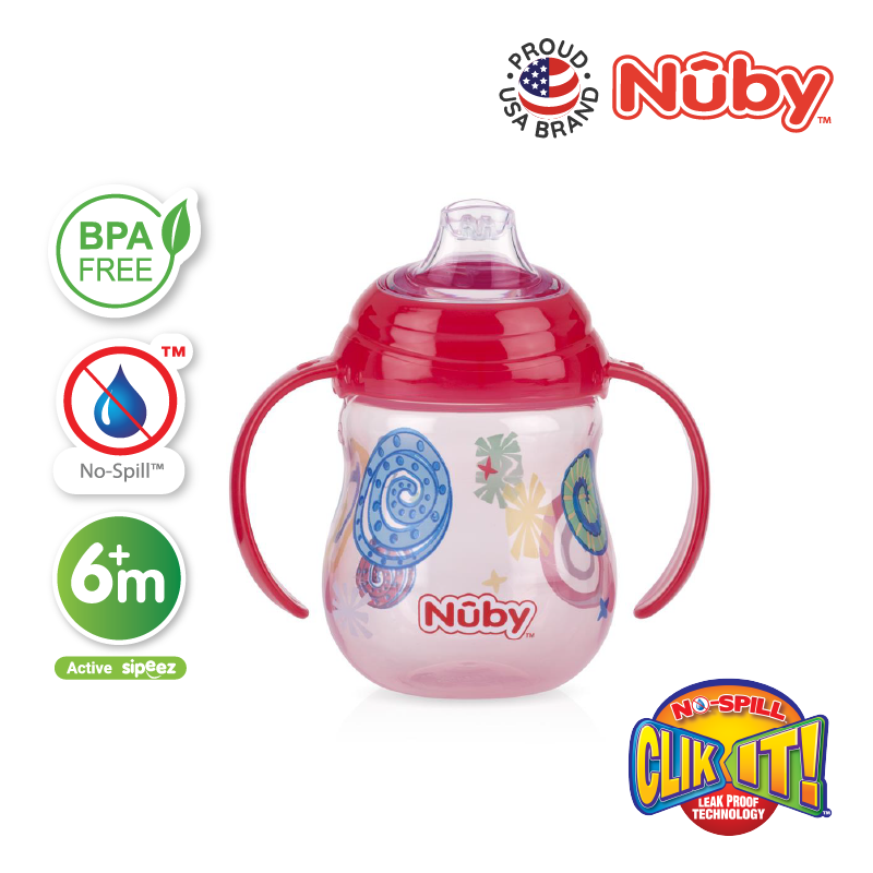 Astra Family A Nuby cup with the word "nuby" on it.