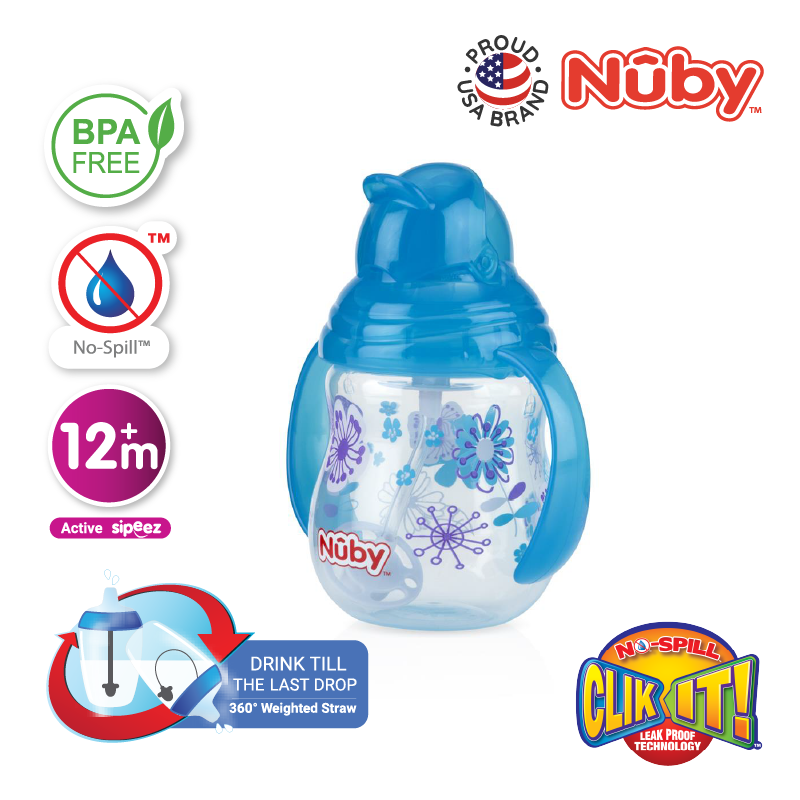 Astra Family Aqua Nuby bottle with Nuby logo.