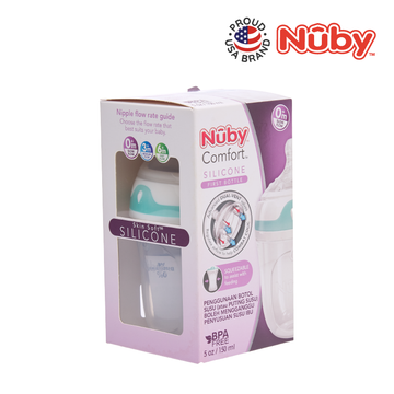 Nuby Comfort Silicone Bottle With Slow Flow Silicone Comfort Nipple And Cover 150ML