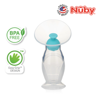 Astra Family The Nuby Comfort Manual Silicone Breast Pump (Milk Collector) is a manual breast pump with a blue handle.