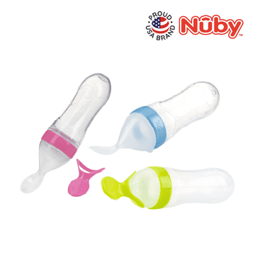 Astra Family A set of three baby bottles with different colored lids.