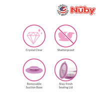 Astra Family A pink nuby baby bottle with a pink lid and a pink lid.