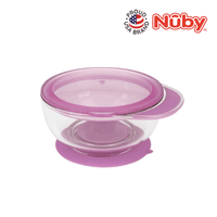 Astra Family A pink bowl with a lid on it.