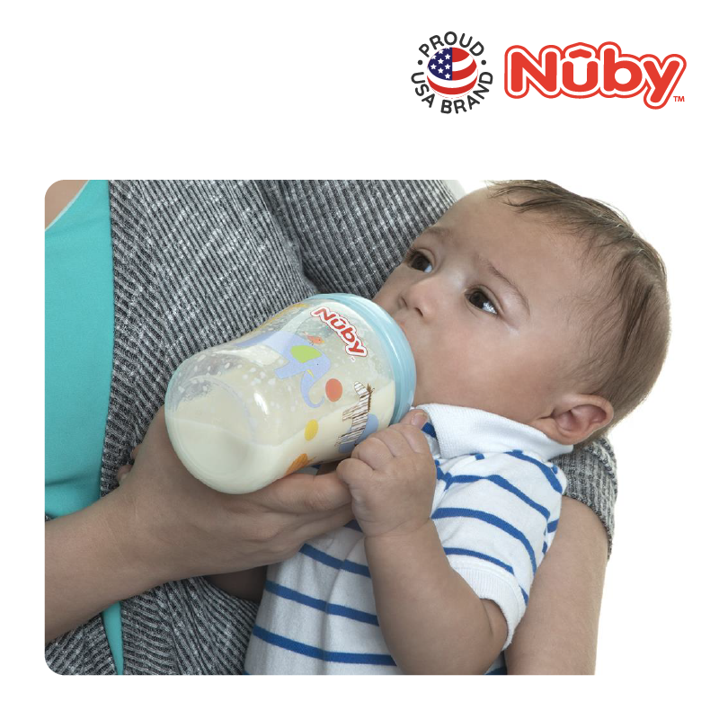 Nuby Natural Touch Printed Bottle With Slow Flow Nipple 180ML/6OZ (Twinpack) (2pcs)