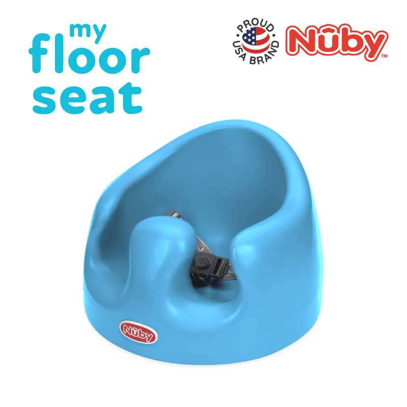 Astra Family A blue nuby floor seat with the words my floor seat.