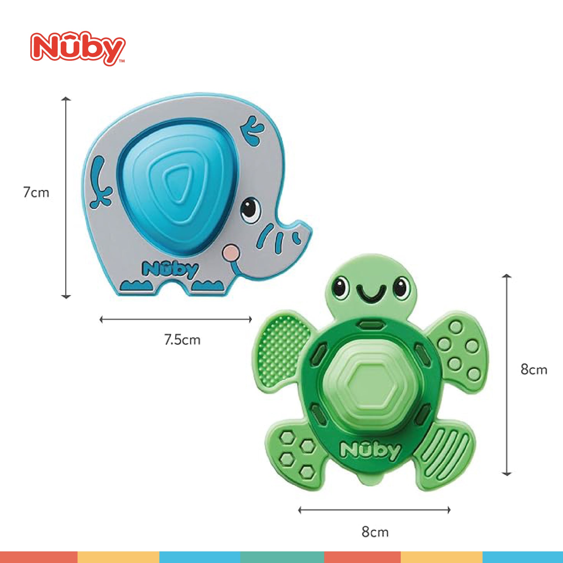 Nuby Silicone Poppers (2pcs Turtle & Elephant)