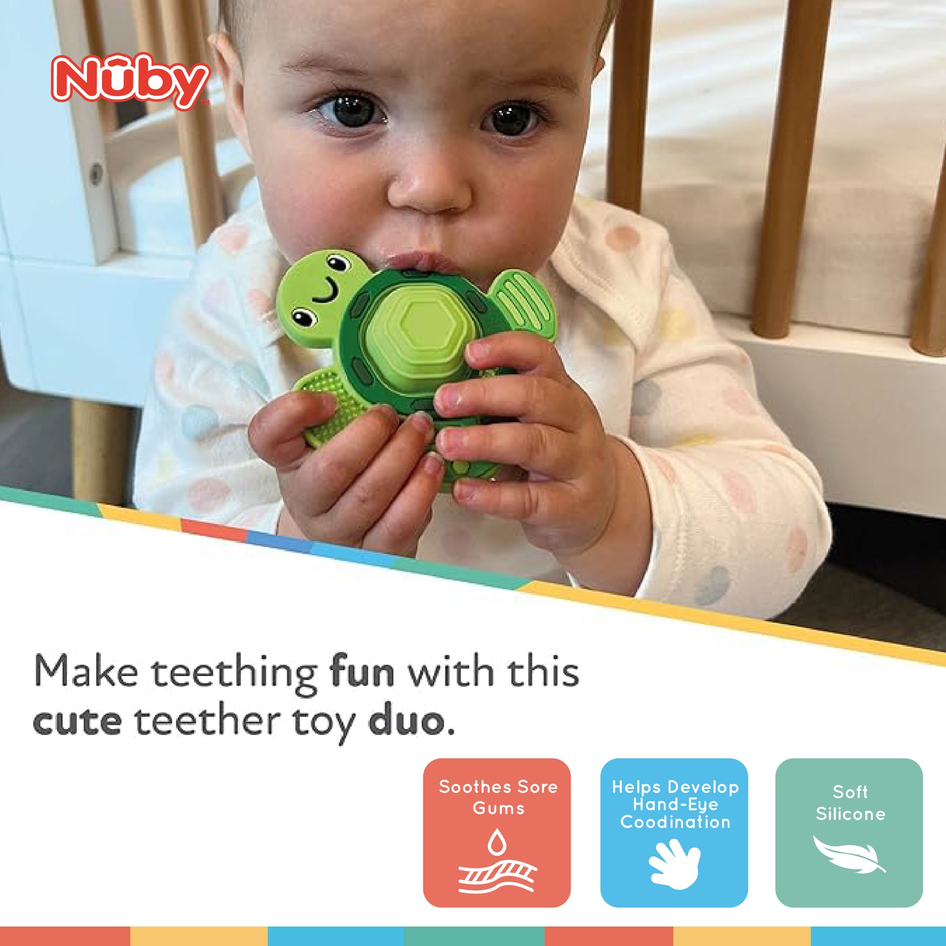 Nuby Silicone Poppers (2pcs Turtle & Elephant)