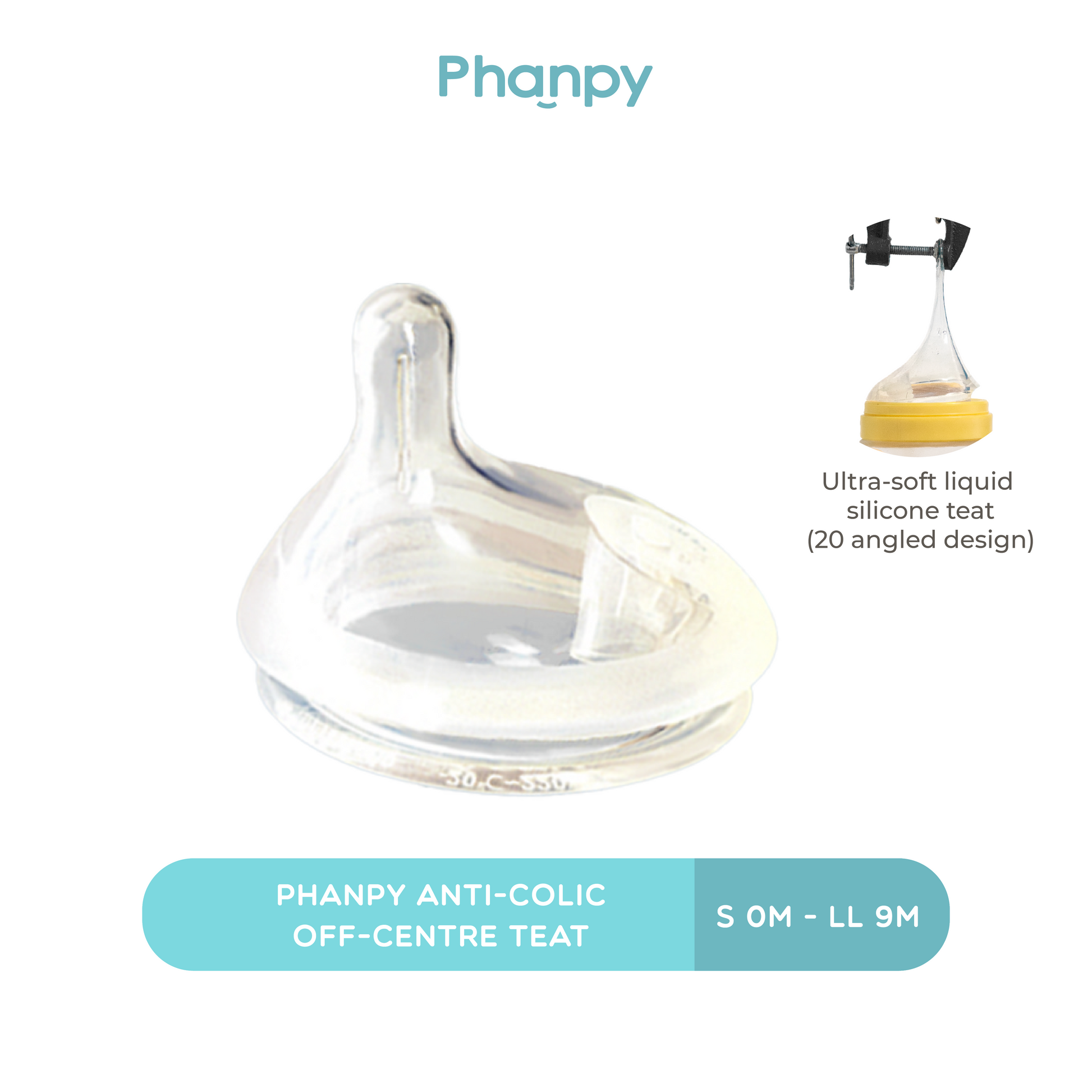 Phanpy Anti-colic Off-Centre Teat - L 6m+