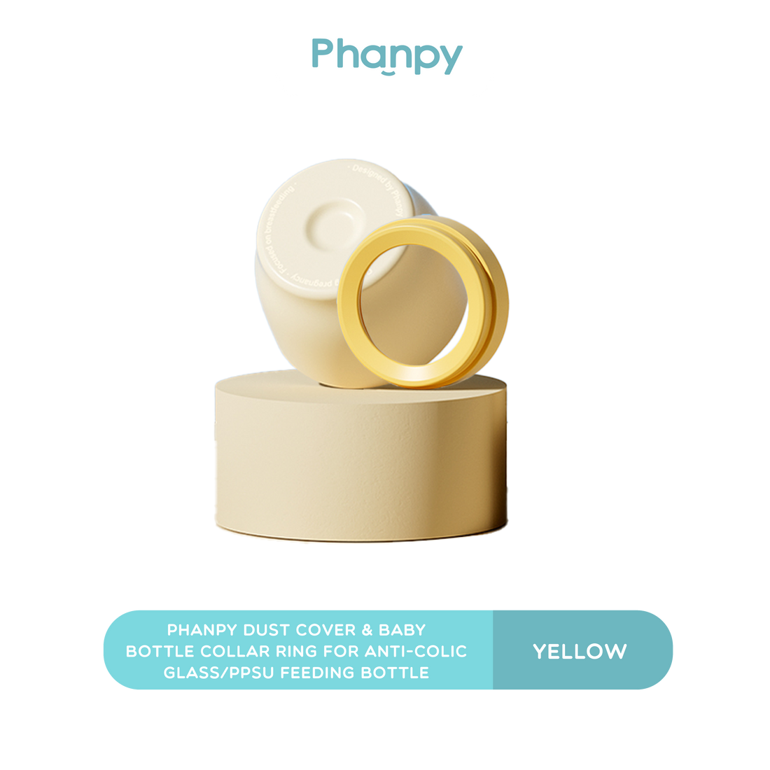 Phanpy Dust Cover & Baby Bottle Collar Ring for Anti-colic Glass/PPSU Feeding Bottle (Yellow)