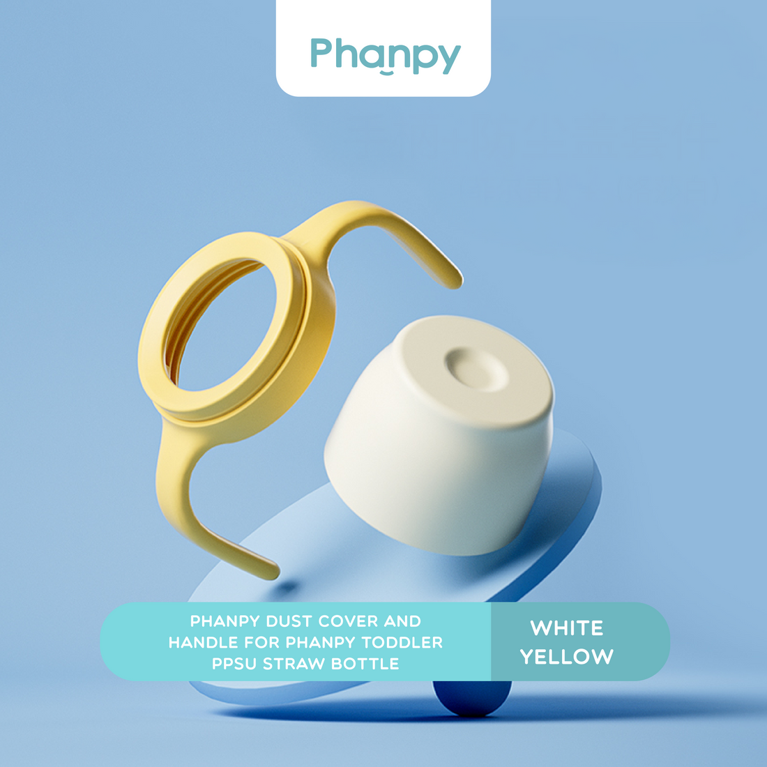Phanpy Dust cover + Handle for Phanpy Toddler PPSU Straw Bottle ( White + Yellow)