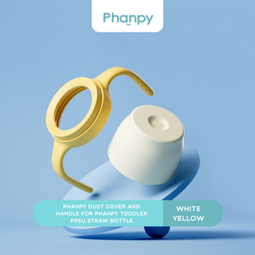Phanpy Dust cover + Handle for Phanpy Toddler PPSU Straw Bottle ( White + Yellow)