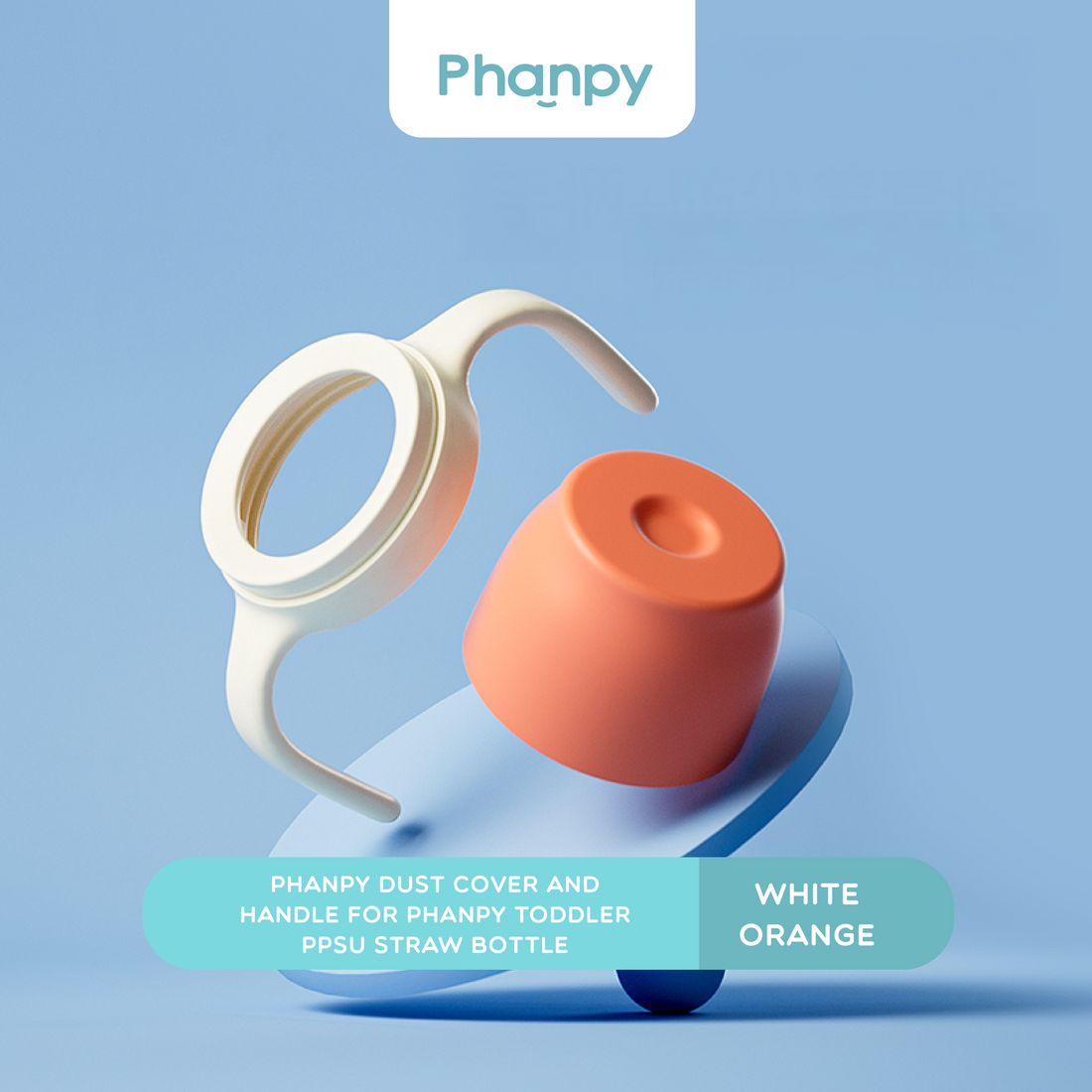 Phanpy Dust cover + Handle for Phanpy Toddler PPSU Straw Bottle (Orange + White)