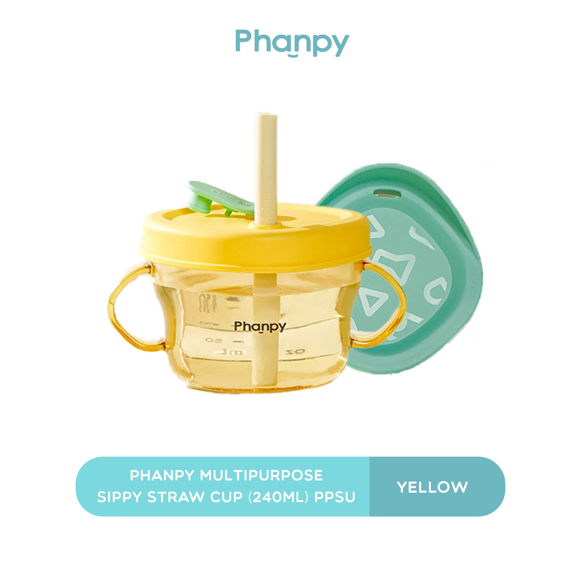 Phanpy Multipurpose Sippy Straw Cup 240ml - PPSU , White.