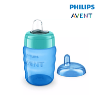 Astra Family Philips avent bottle with a blue lid.