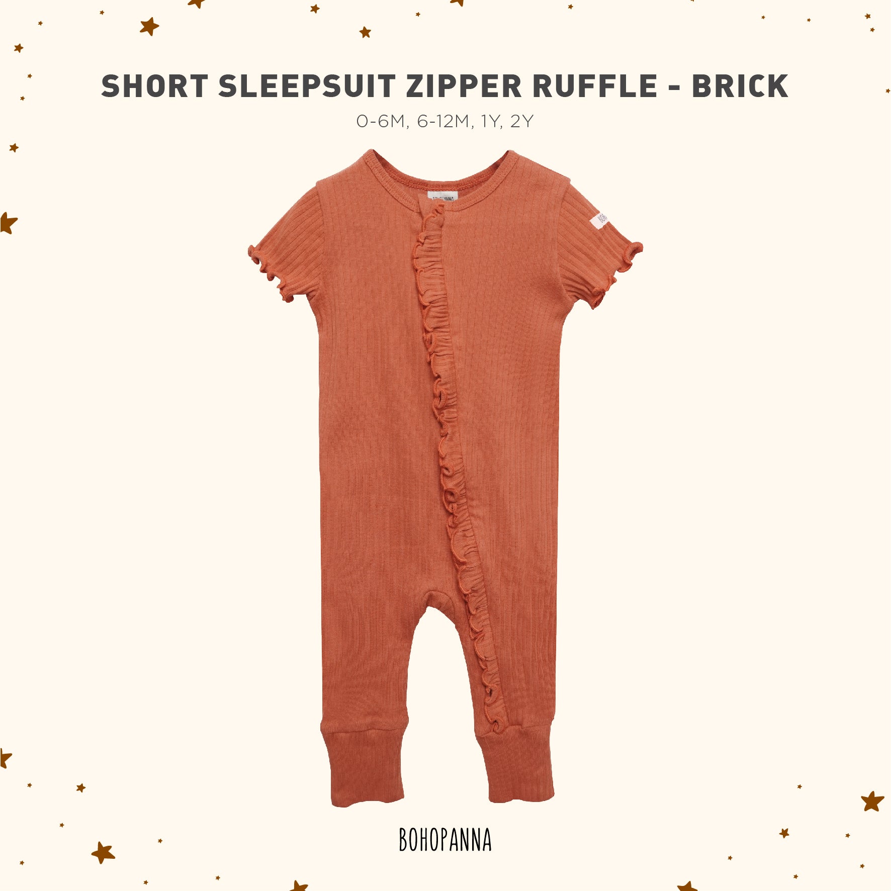 bohopanna short romper waffle brick