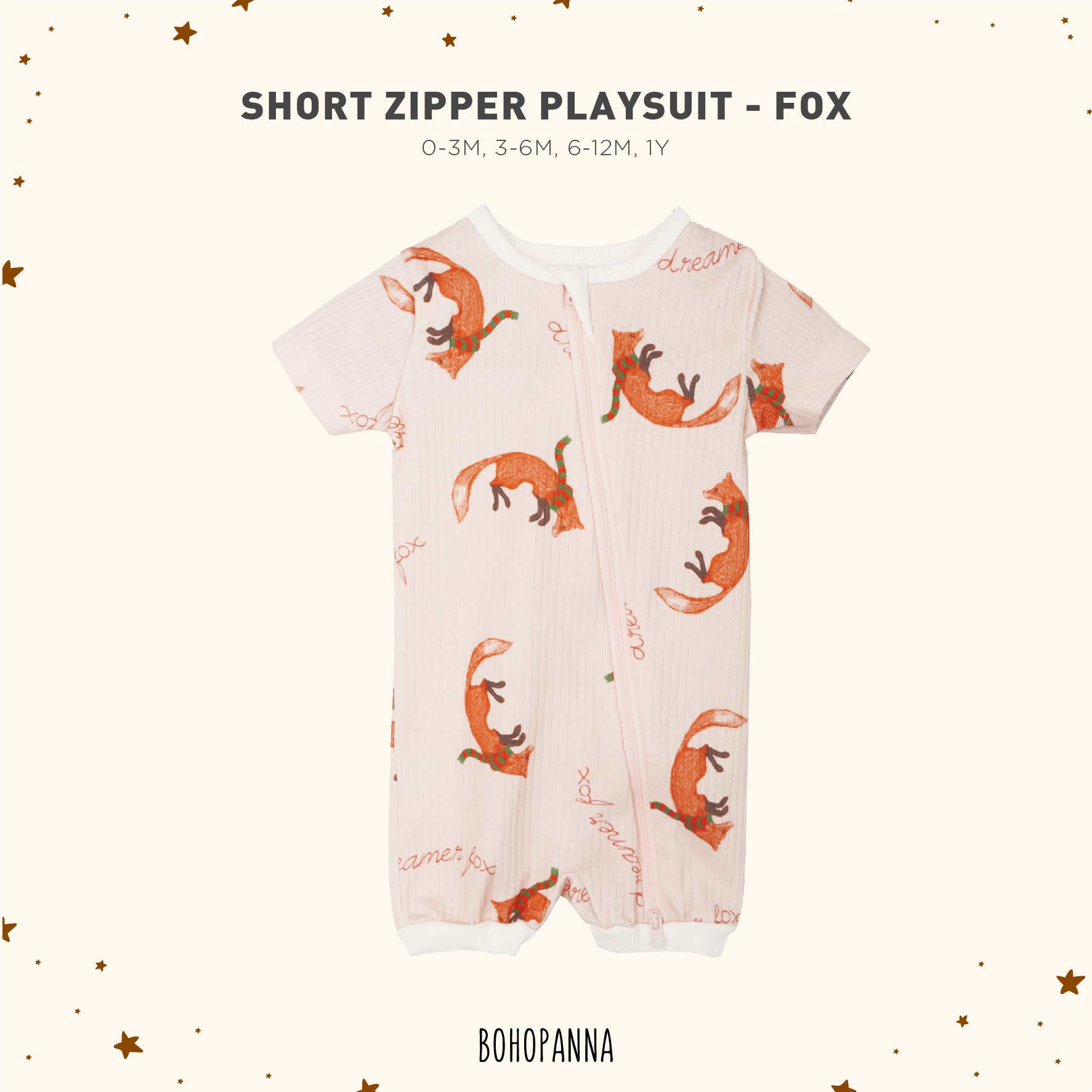 bohopanna short zipper playsuit fox