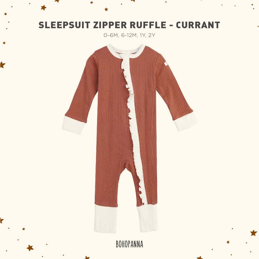 bohopanna sleepsuit zipper ruffle bone (copy)