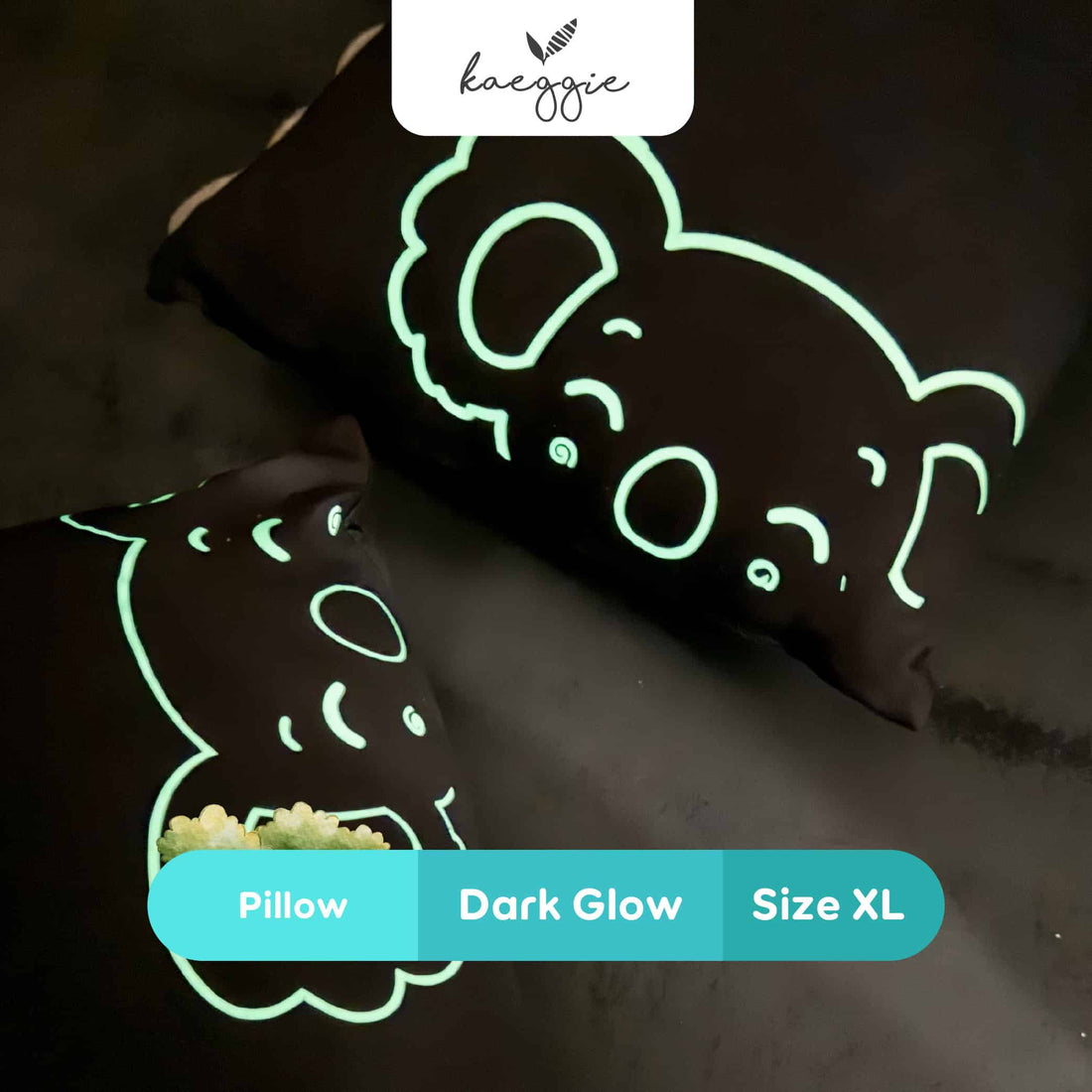 dgpxl001 kaeggie signature black green dark glow pillow size extra large (xl) 02