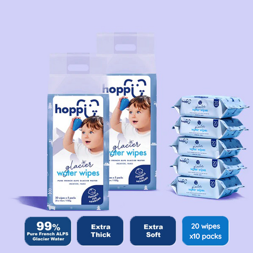 Hoppi Glacier Water Wipes x2