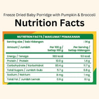 Hanya Freeze-Dried Baby Porridge with Pumpkin & Broccoli (3 packets x 14g)