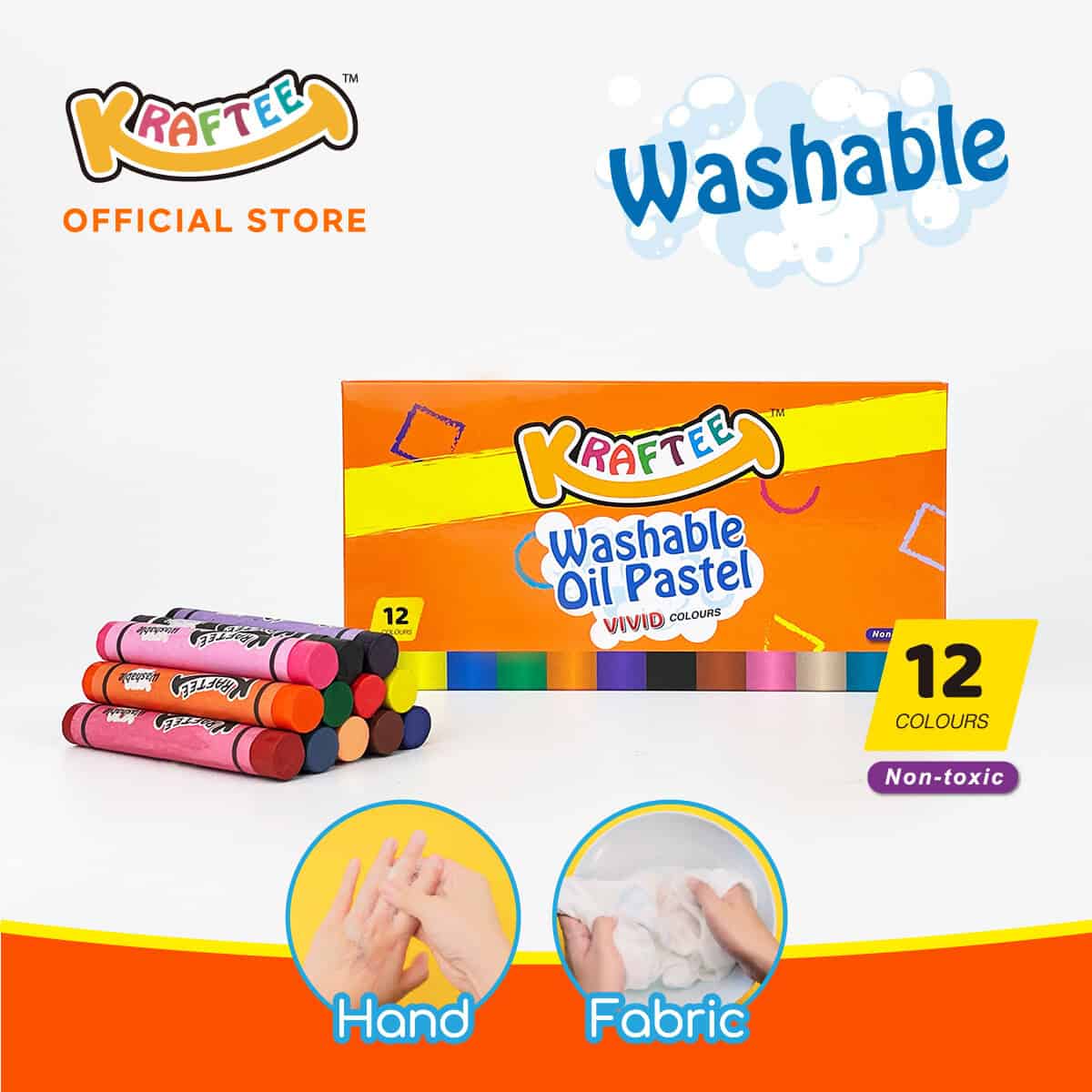 kraftee 12ct washable oil pastel