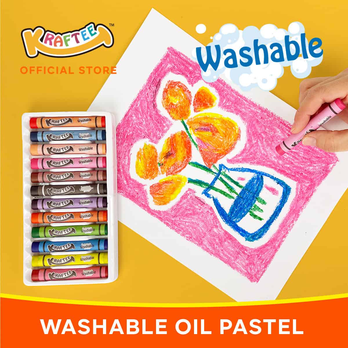 kraftee 12ct washable oil pastel