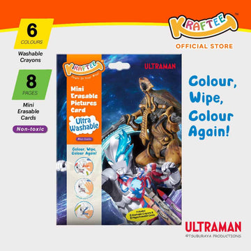 kraftee ultraman blazar & kaiju with 6ct washable crayons (mini pack)