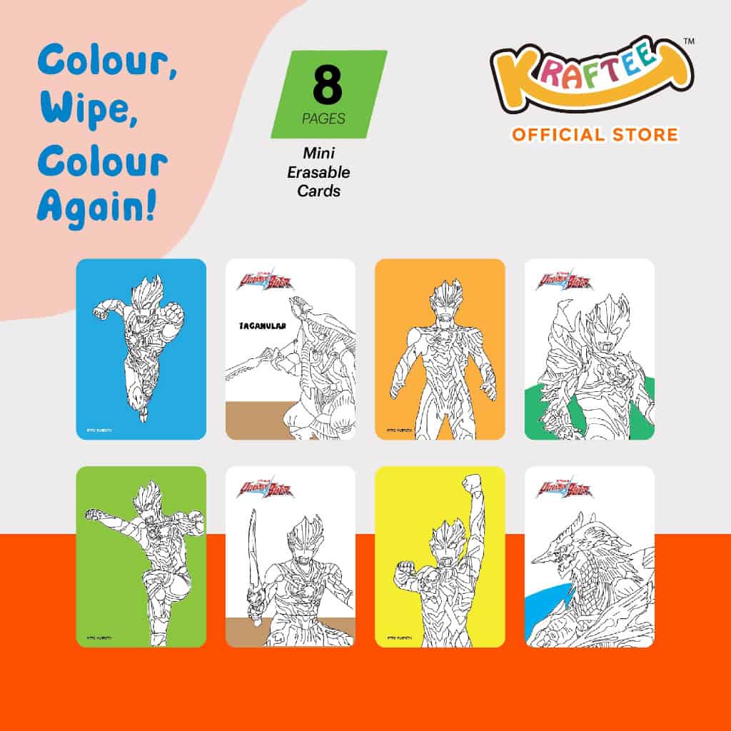 kraftee ultraman blazar & kaiju with 6ct washable crayons (mini pack)