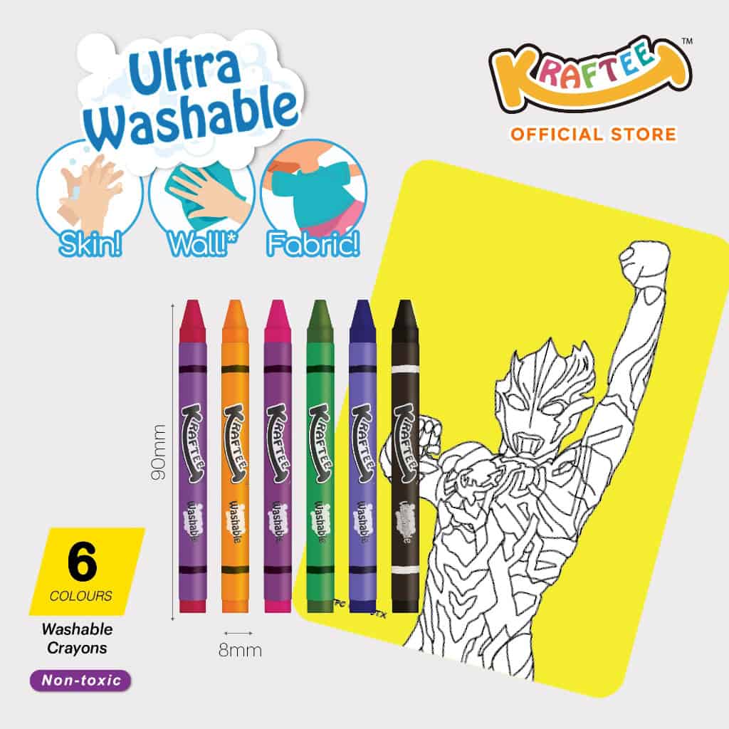 kraftee ultraman blazar & kaiju with 6ct washable crayons (mini pack)