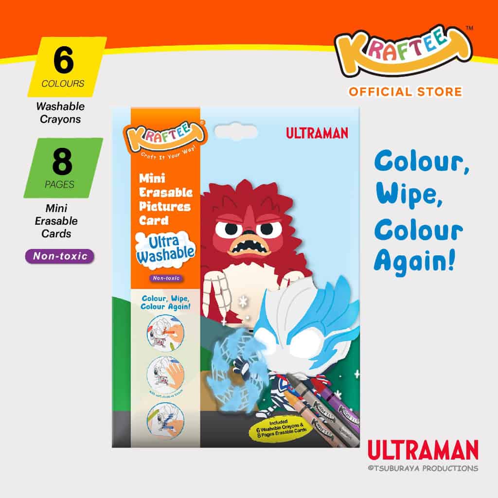 kraftee ultraman blazar (mini art) with 6ct washable crayons (mini pack)