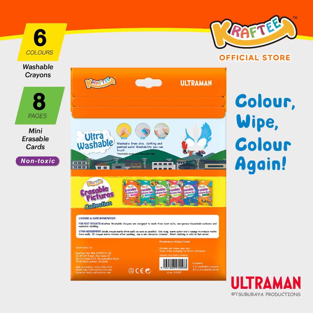 kraftee ultraman blazar (mini art) with 6ct washable crayons (mini pack)